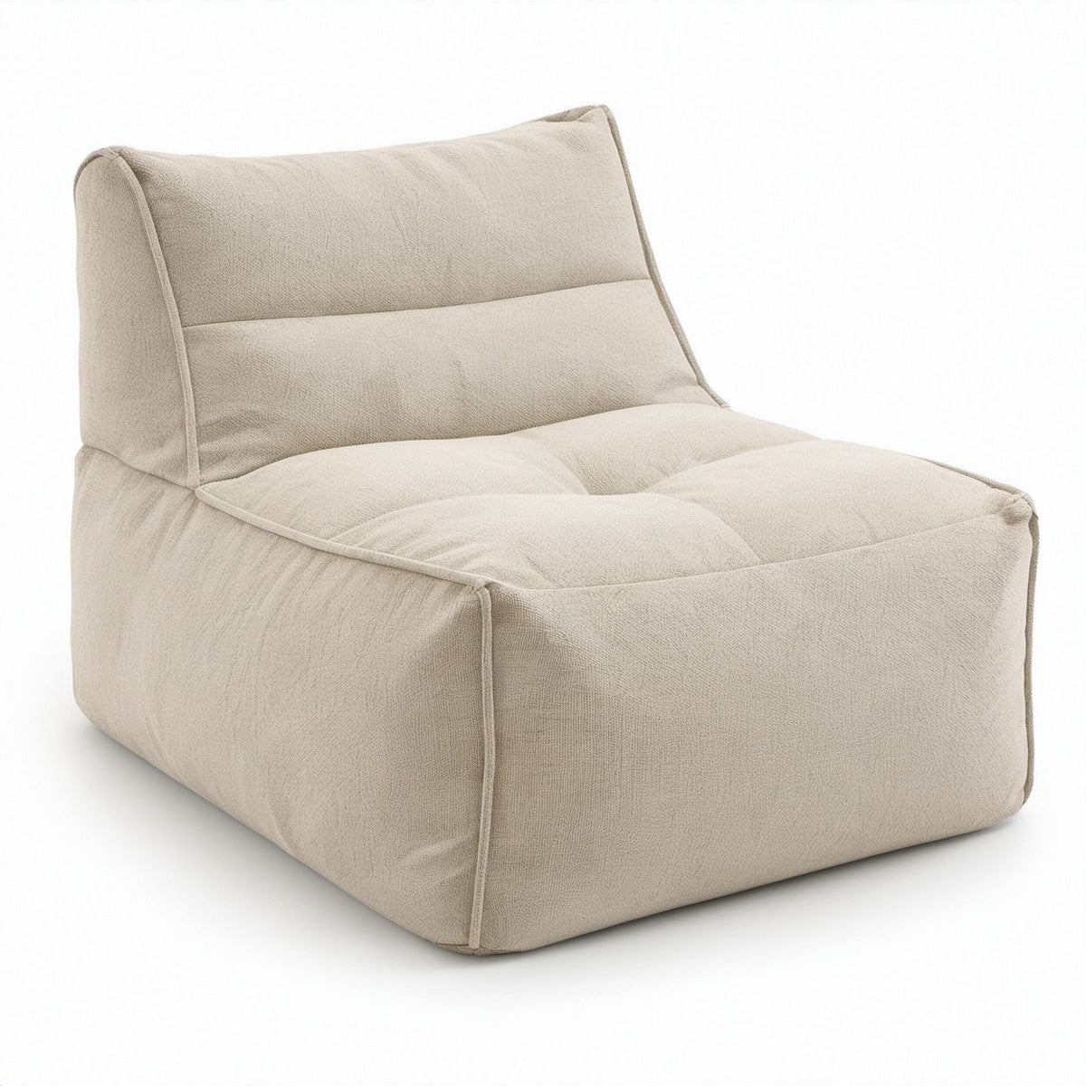 Rechteckiger Sitzsack-Sessel aus Polyester, Beige, 80 x 90 x 75 cm