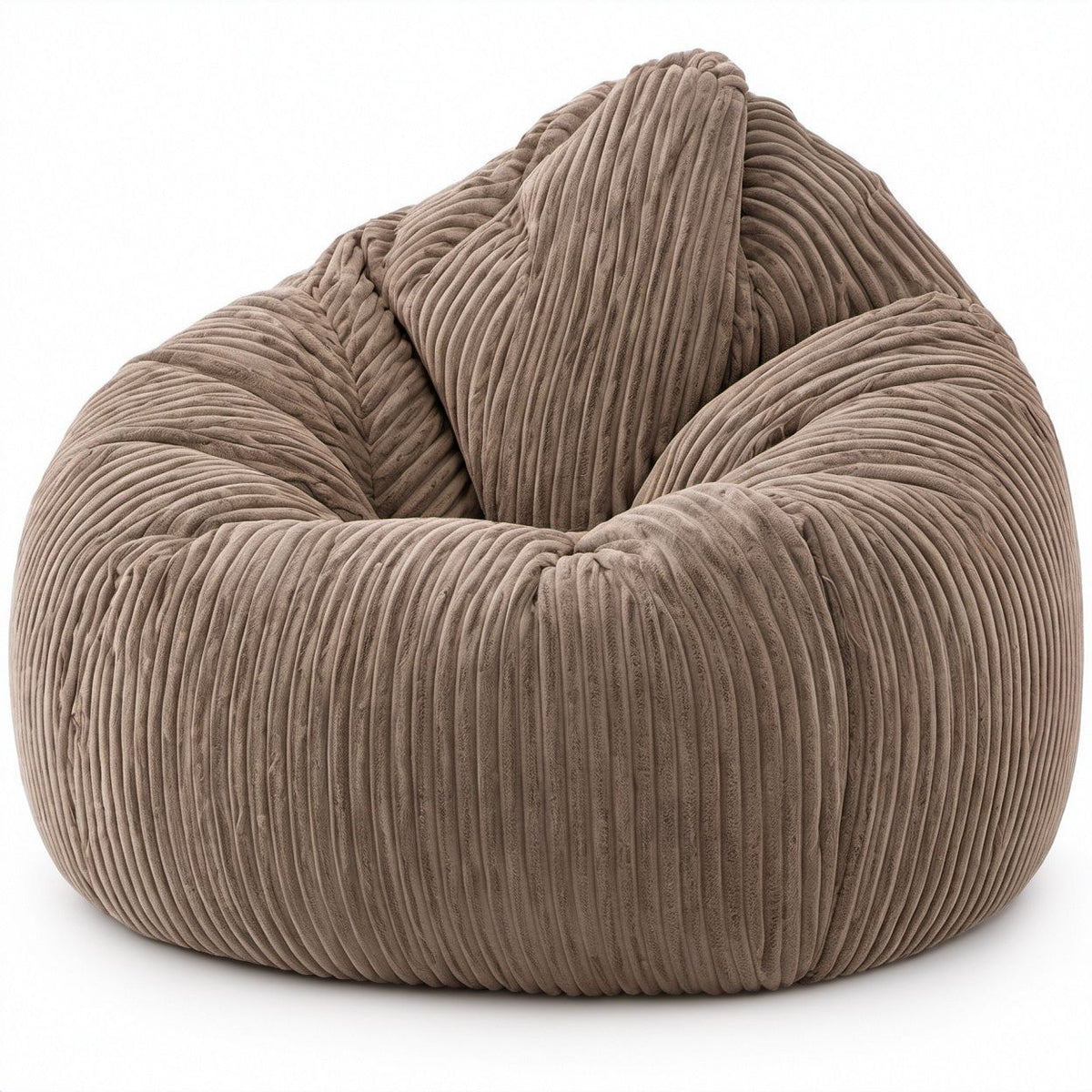 Sitzsack-Sessel in Tropfenform aus Polyester-Cord, Taupe, 90 x 90 x 75 cm