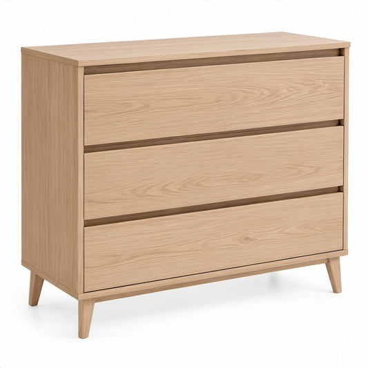Kommode mit 3 Schubladen in Hellbraun, Eichenoptik, 80 x 40 x 90 cm