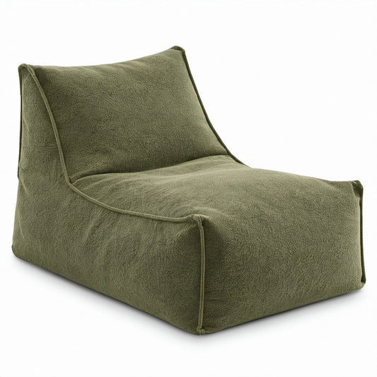 Rechteckiger Sitzsack-Sessel aus Bouclé-Polyester, Olivgrün, 90 x 100 x 80 cm