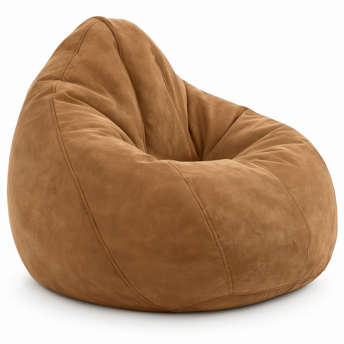 Sitzsack in Tropfenform, Cognac, Polyester-Samt, 90 x 90 x 110 cm