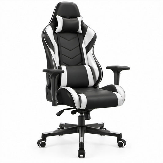 Ergonomischer Hochlehner aus PU-Kunstleder in Schwarz/Weiß, 68 x 68 x 125–135 cm