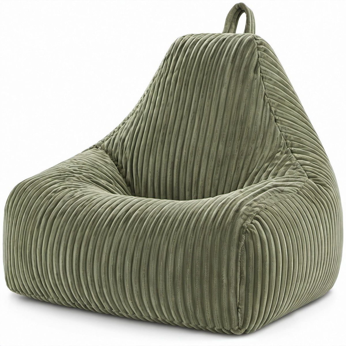 Birnenförmiger Sitzsessel mit Cordbezug, Olivgrün, 85 x 90 x 100 cm