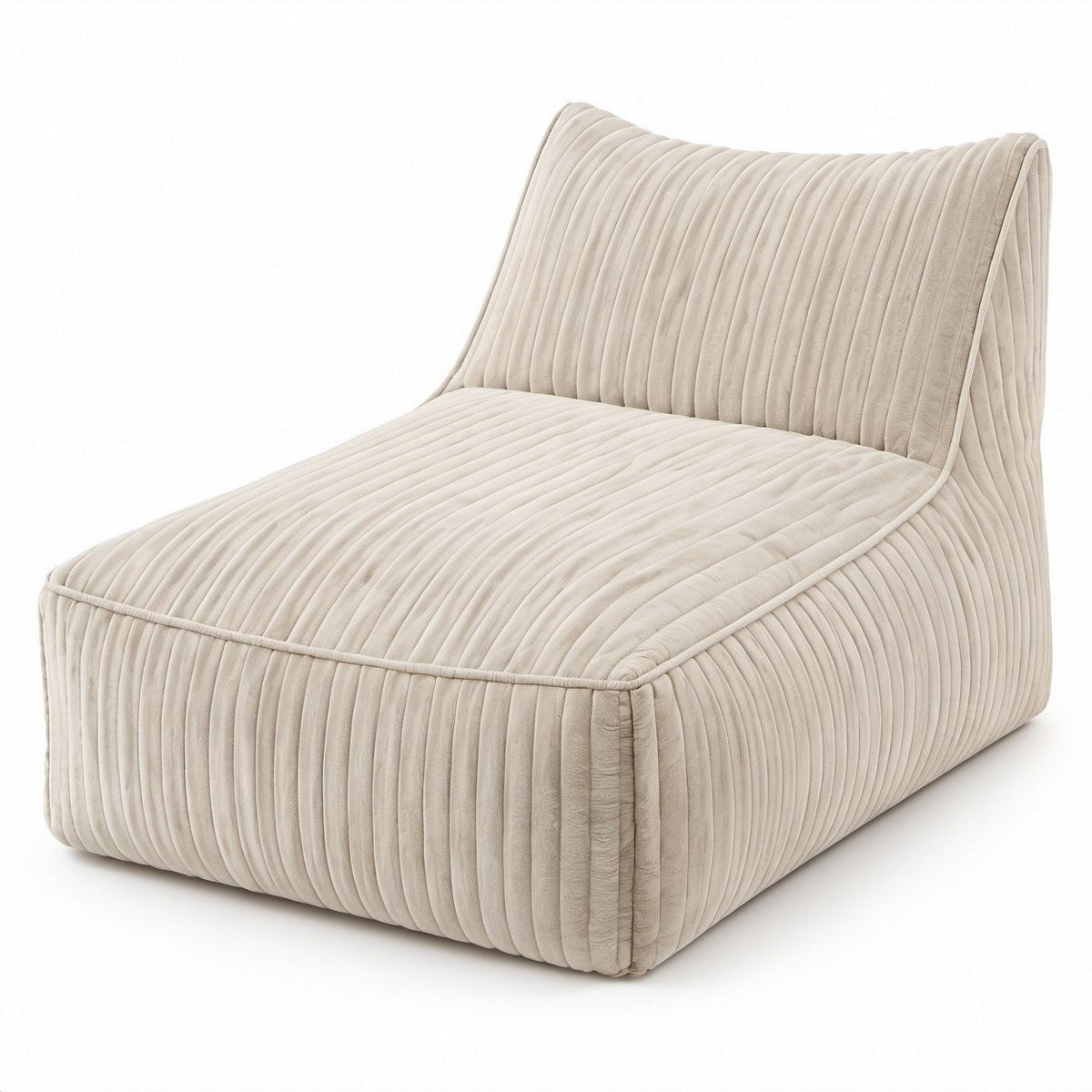 Rechteckiger Sitzsack-Sessel aus Polyester-Cord mit Schaumstofffüllung, Beige, 100 x 90 x 75 cm
