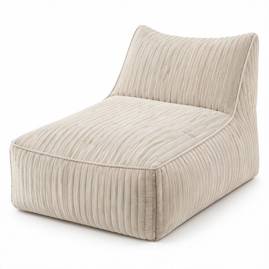 Rechteckiger Sitzsack-Sessel aus Polyester-Cord mit Schaumstofffüllung, Beige, 100 x 90 x 75 cm